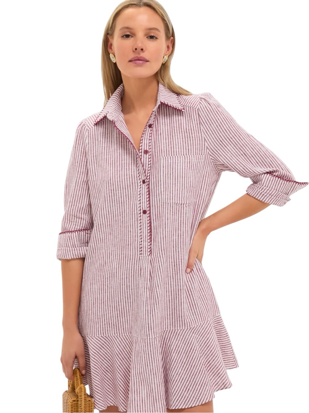 NEW Tuckernuck Callahan dress. Red Stripe Linen Whipstitch. S. NWT